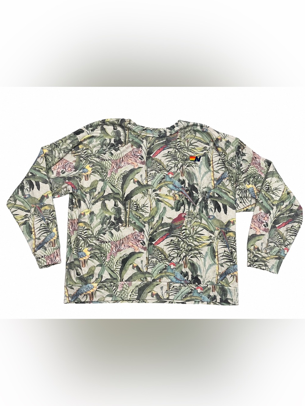 Aviator Nation Tiger Jungle Tropical Print Sweatshirt Pullover